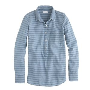 J. Crew Striped Chambray Popover Shirt